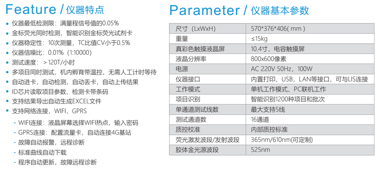 金标读数仪技术参数